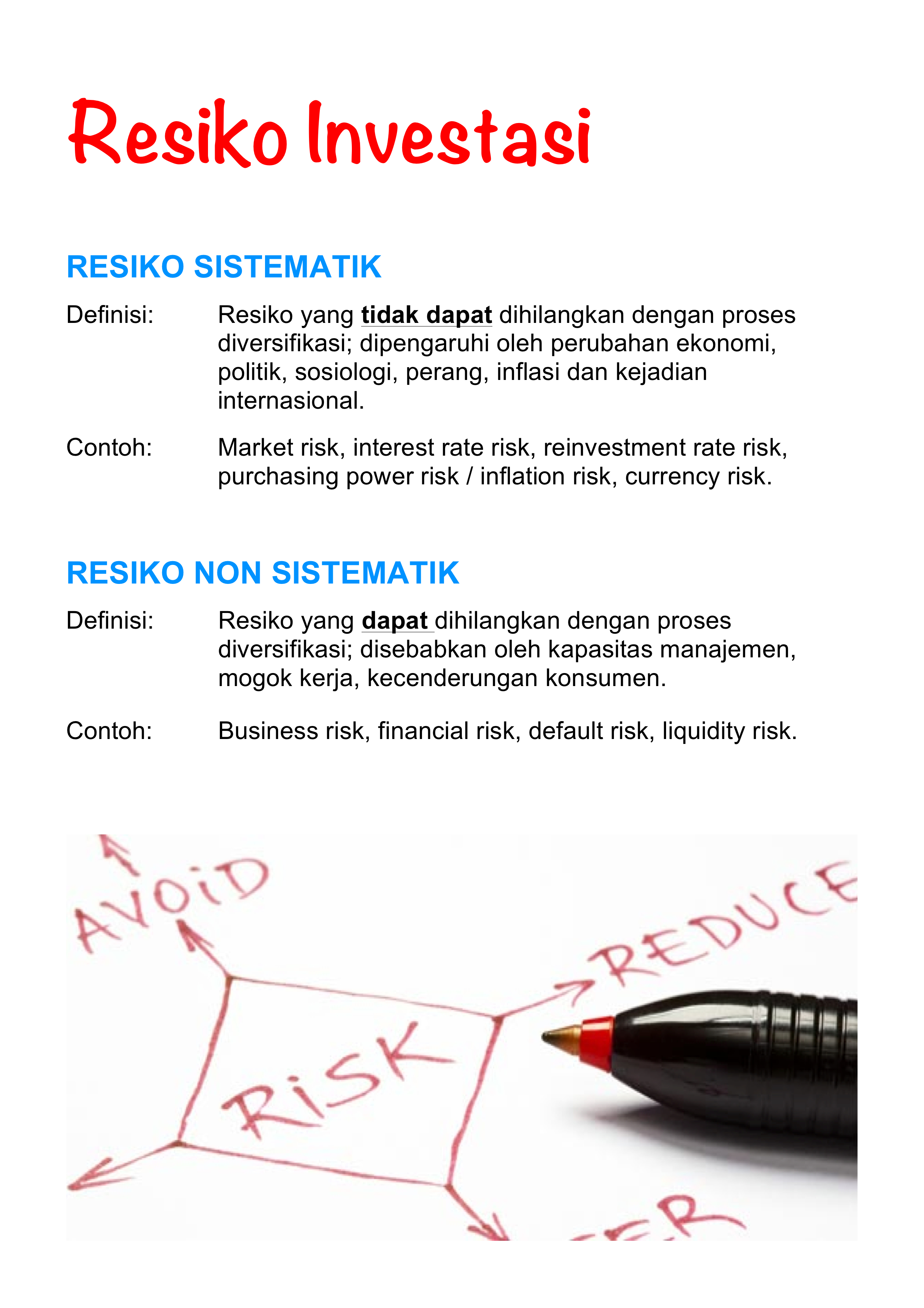 Resiko Investasi: Sistematik & Non Sistematik