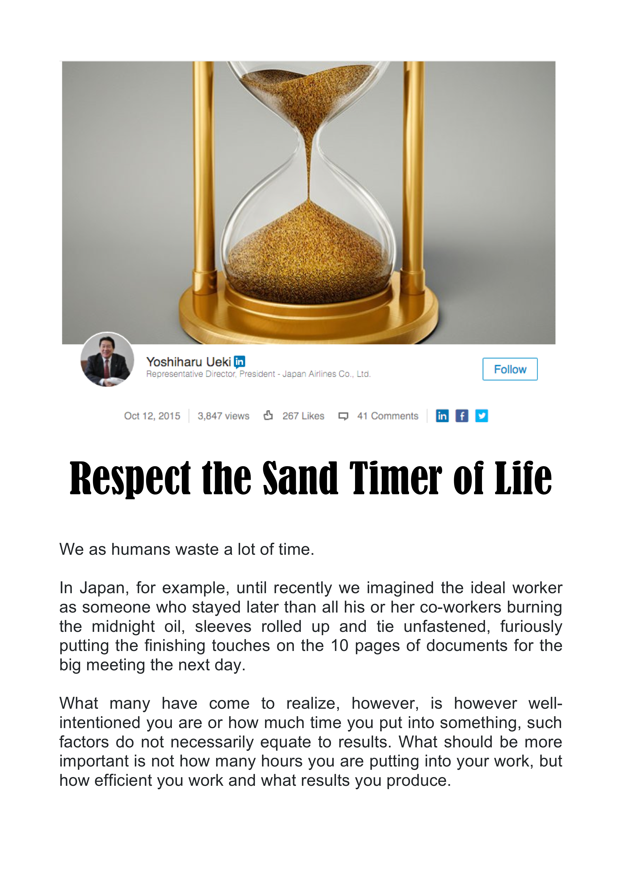 Respect The Sand Timer of Life