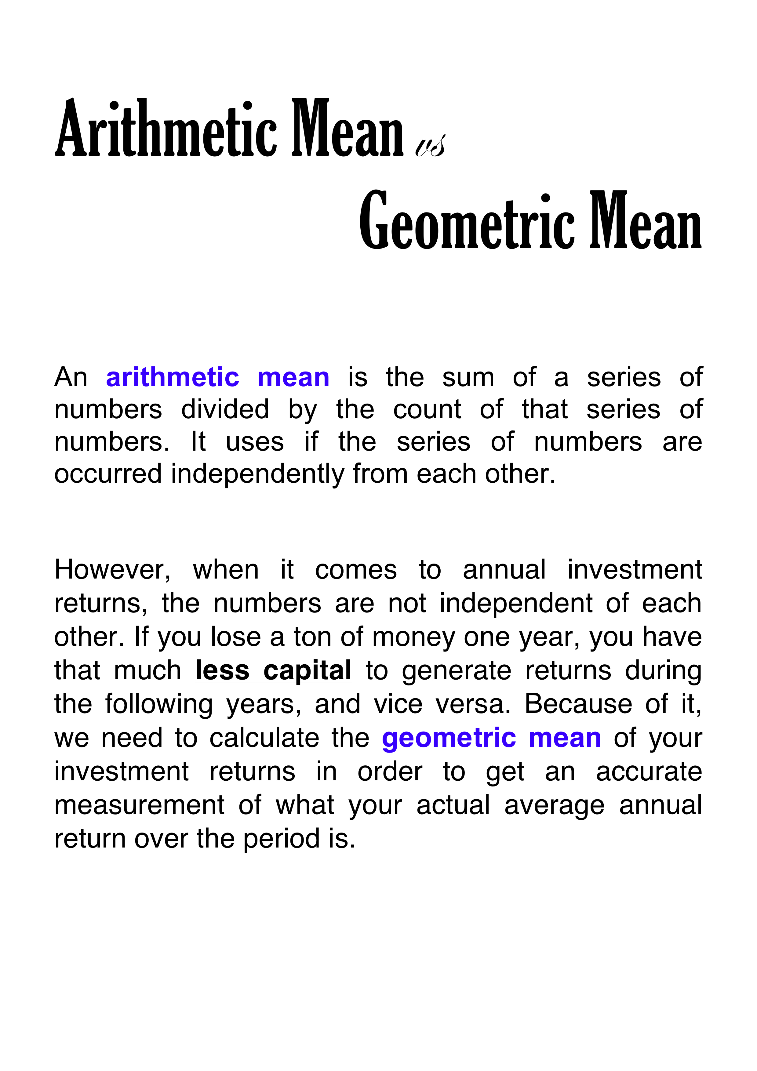 Arithmetic Mean vs Geometric Mean