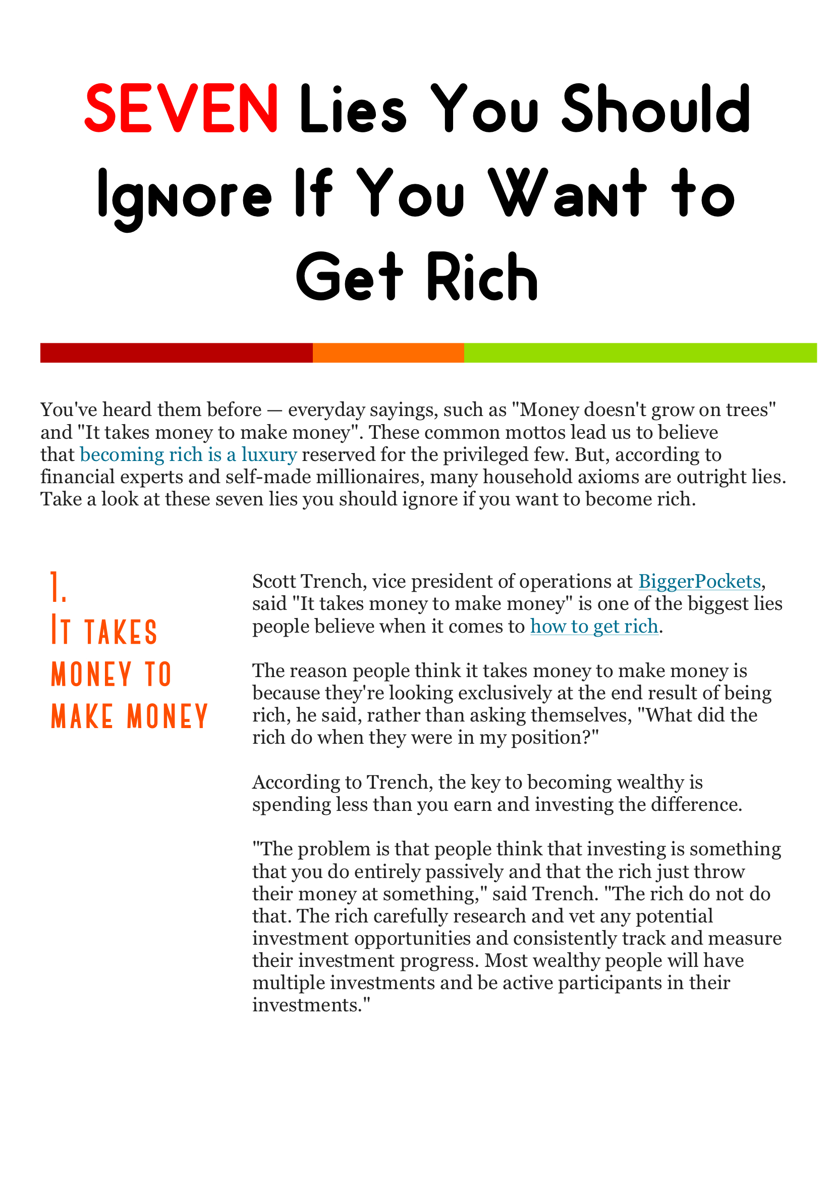7 Lies You Should Ignore If You Want to Get Rich