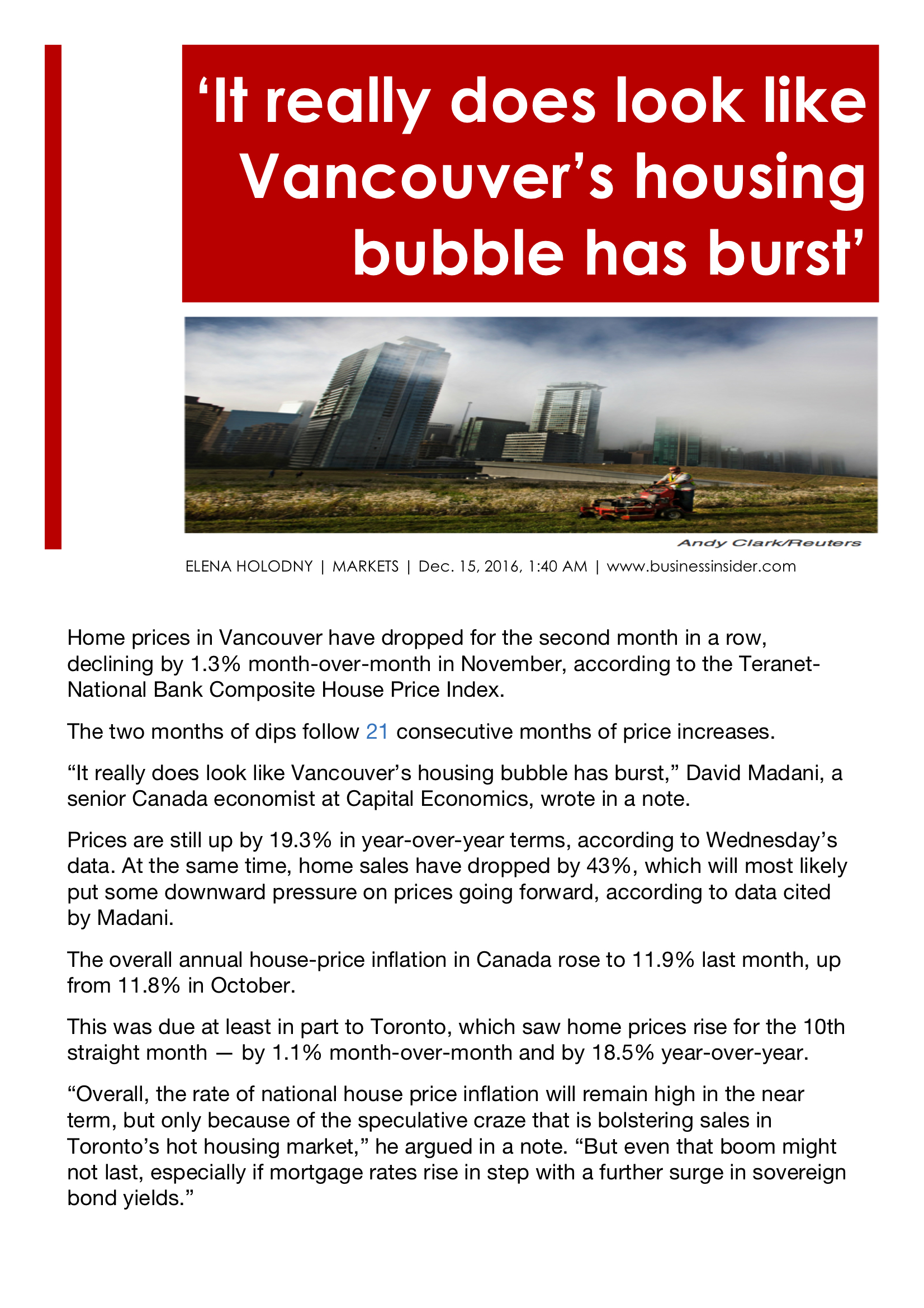 It Really does Look Like Vancouver’s Housing Bubble has Burst