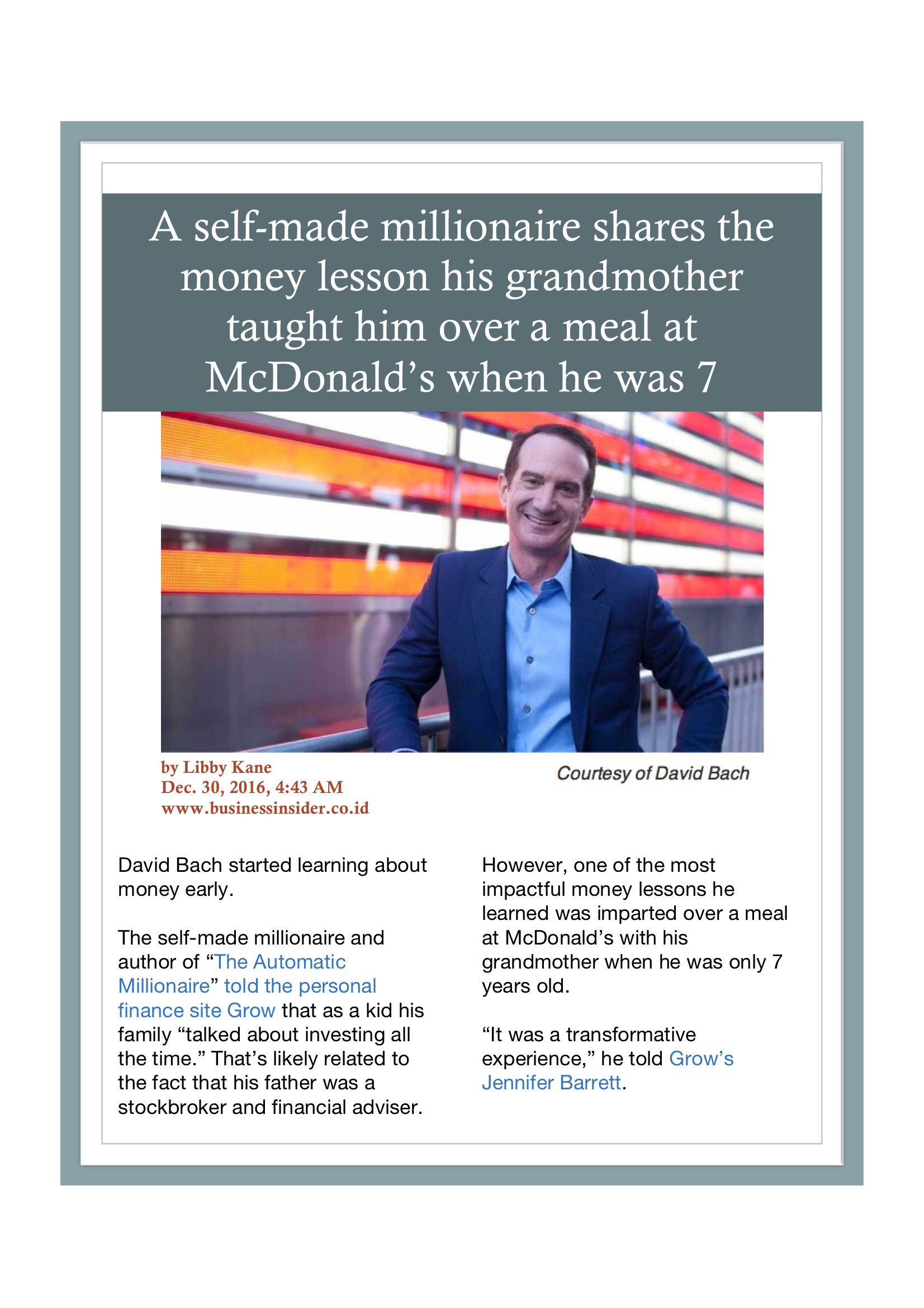 A Self-Made Millionaire Shares the Money Lesson His Grandmother Taught Him Over A Meal at McDonald’s When He Was 7