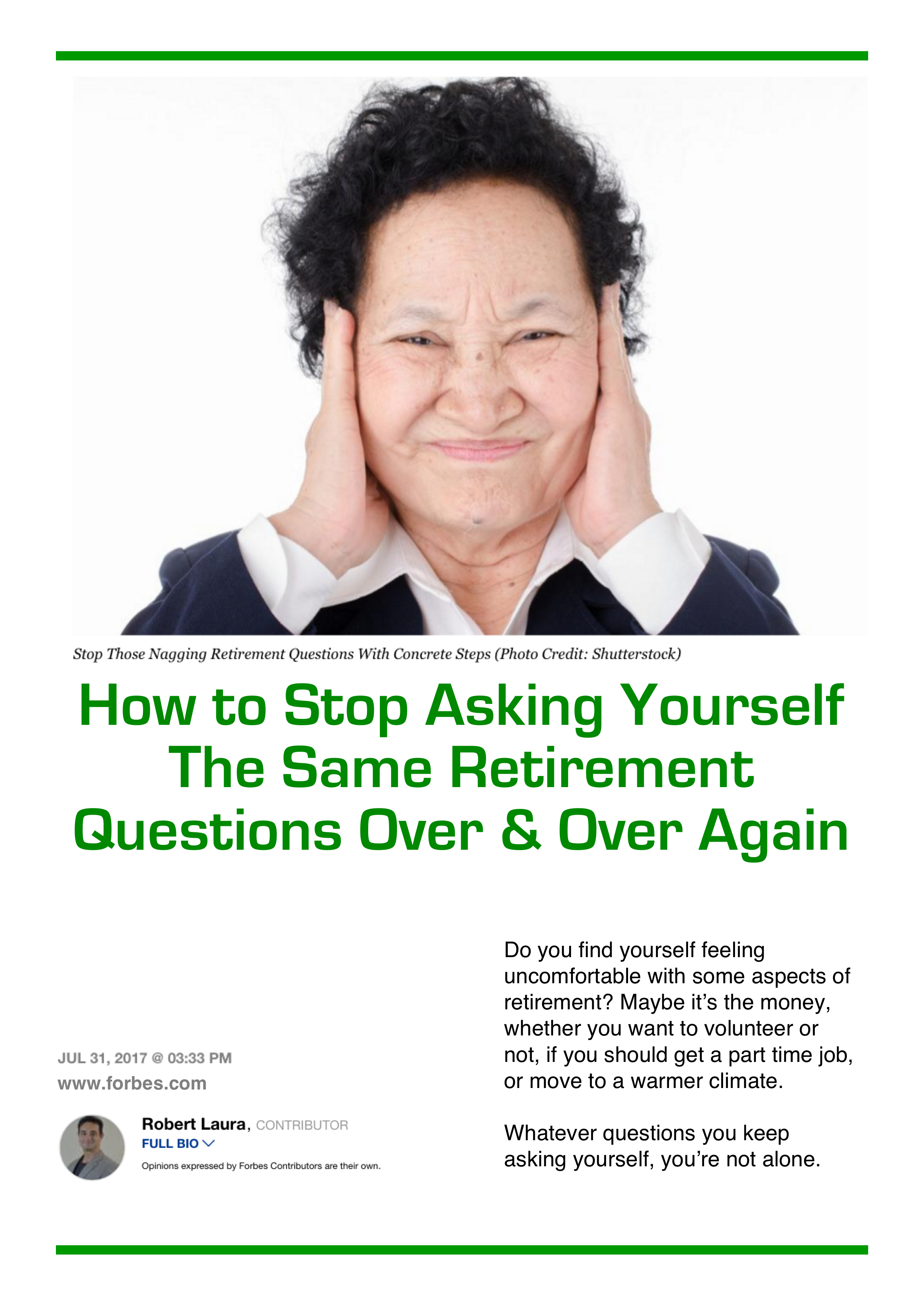 How to Stop Asking Yourself The Same Retirement Questions Over and Over Again